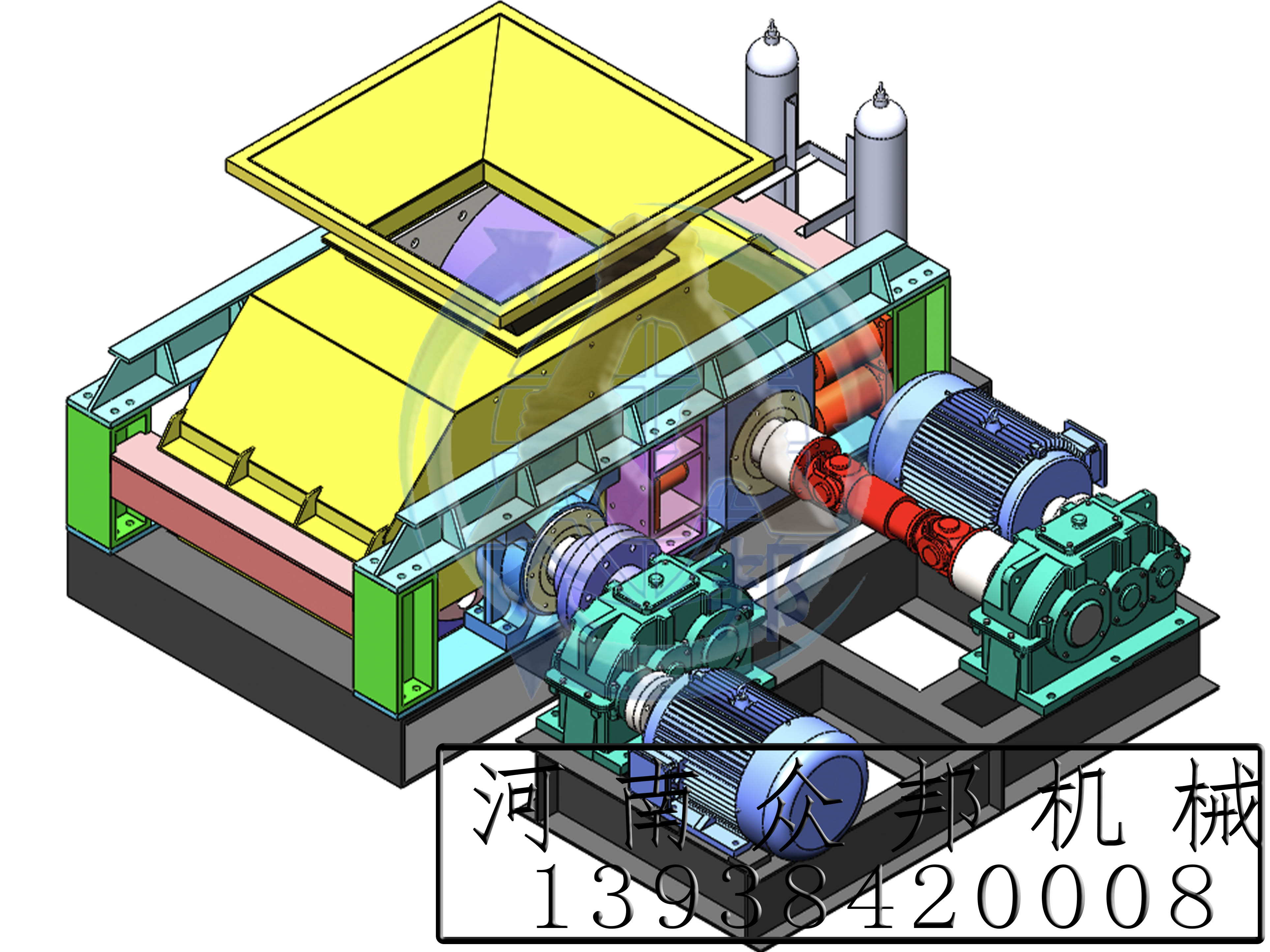 液壓對輥制砂機(jī)3D圖